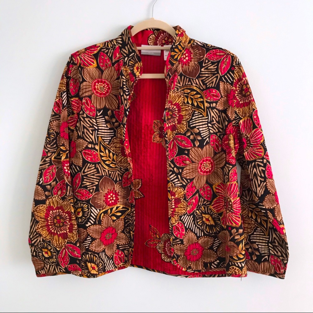 Alfred Dunner Jacket Floral Quilted Reversible Lightweight